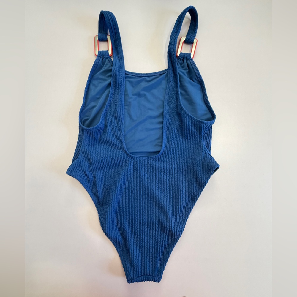 aerie Royal Blue One-Piece Swimsuit with Coral Accents - Picture 4 of 5